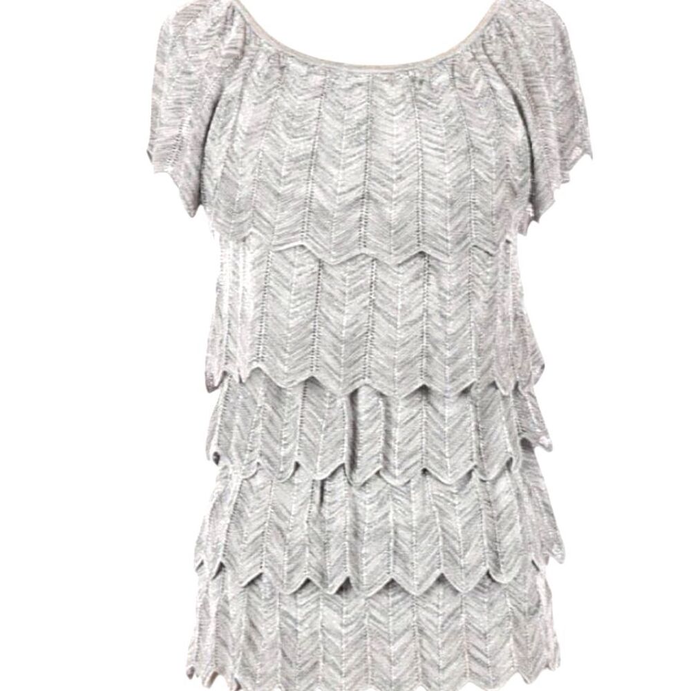 White House Black Market women’s small silver metallic blouse